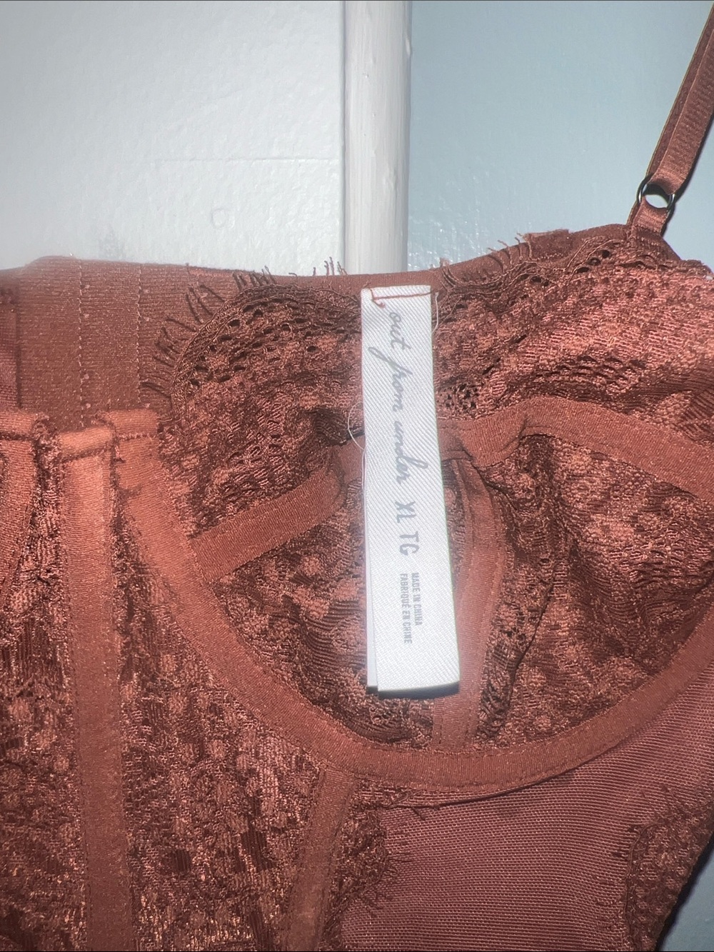 Urban Outfitters Rust-Brown Lace Corset Top - Picture 2 of 3